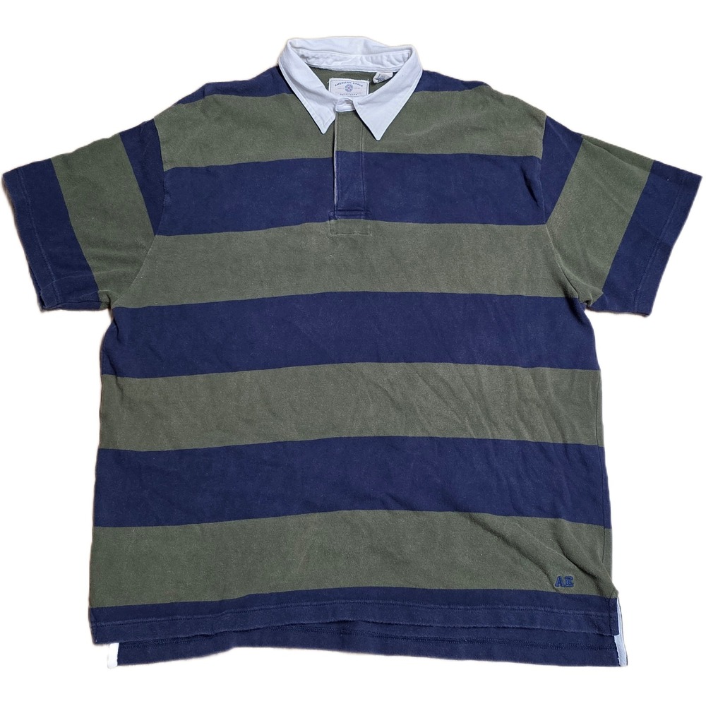 VTG‎ American Eagle Outfitters Rugby Shirt Men's Size XL Navy Green Striped